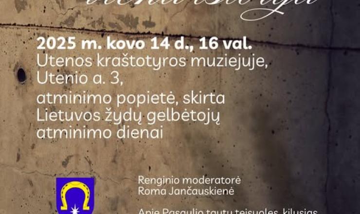 2025 m. kovo 14 d. 16 val. Utenos kraštotyros muziejuje renginys, skirtas Lietuvos žydų gelbėtojų atminimo dienai.