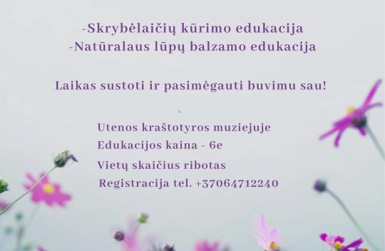 2026 m. gegužės 2 d. 12 val. Utenos kraštotyros muziejuje edukacija, skirta Mamos dienai