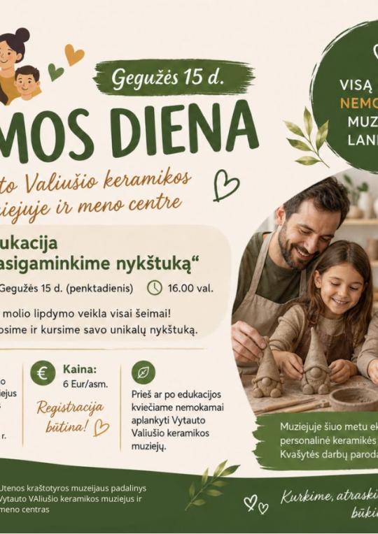 Gegužės 15 d. Vytauto Valiušio keramikos muziejuje edukacija, skirta šeimos dienai 