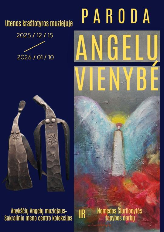 Iki 2026 m. sausio 10 d. Utenos kraštotyros muziejuje eksponuojama jungtinė paroda „Angelų vienybė“, kurioje eksponuojami Nomedos Čiurlionytės (tapyba) darbai ir  Angelų muziejaus – Sakralinio meno centro kolekcija